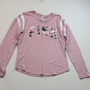 PINK Victoria's Secret Mauve Camouflage Logo Long Sleeve Tee